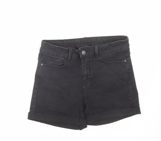 VERO MODA Womens Black Cotton Mom Shorts Size M L4 in Regular Zip