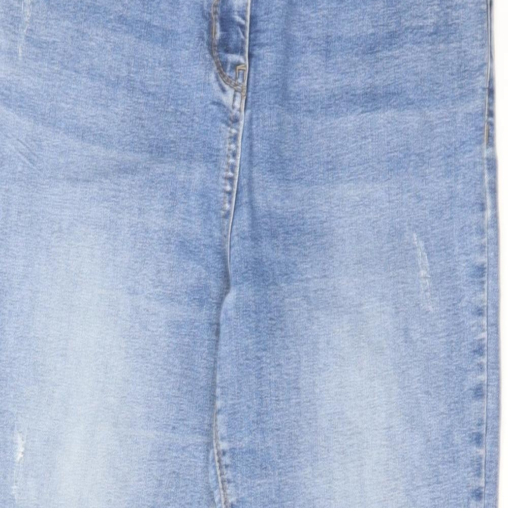 Matalan Womens Blue Cotton Skinny Jeans Size 14 L26 in Regular Zip