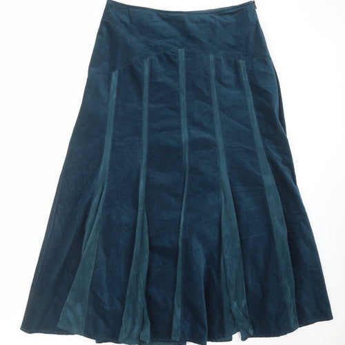 Per Una Womens Blue Cotton Swing Skirt Size 12 Zip