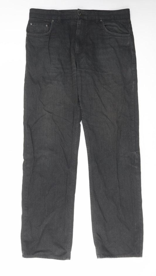NEXT Mens Black Cotton Straight Jeans Size 36 in L33 in Regular Zip