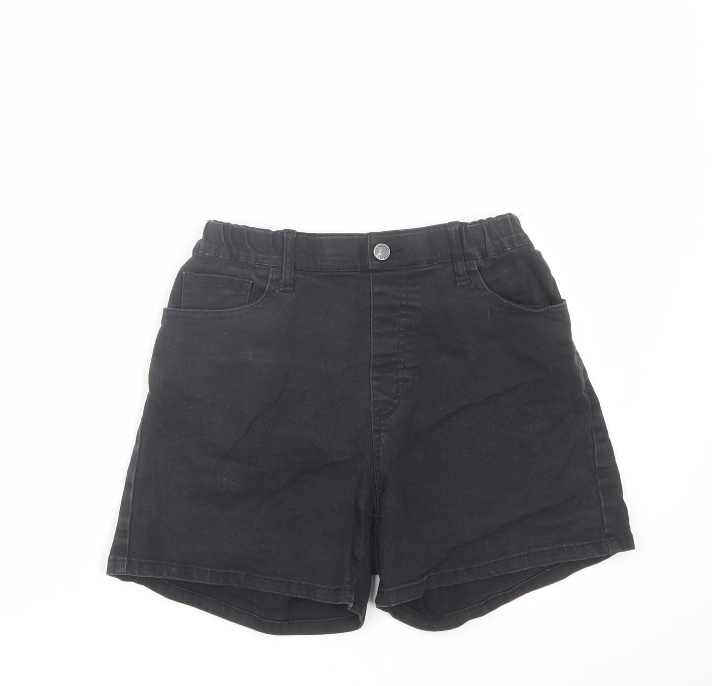 Uniqlo Girls Black Cotton Bermuda Shorts Size 12 Years Regular Zip