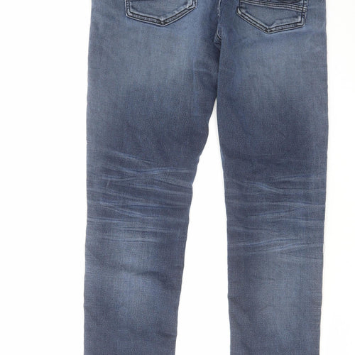 JACK & JONES Mens Blue Cotton Straight Jeans Size 34 in L34 in Slim Button