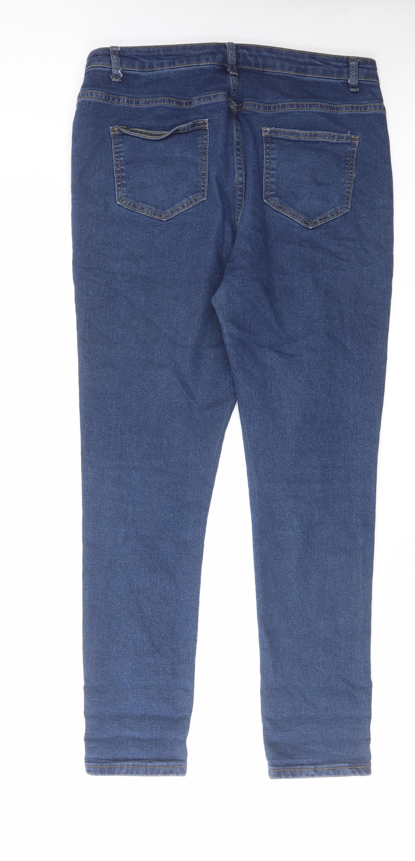 Boohoo Womens Blue Cotton Skinny Jeans Size 14 L28 in Regular Zip