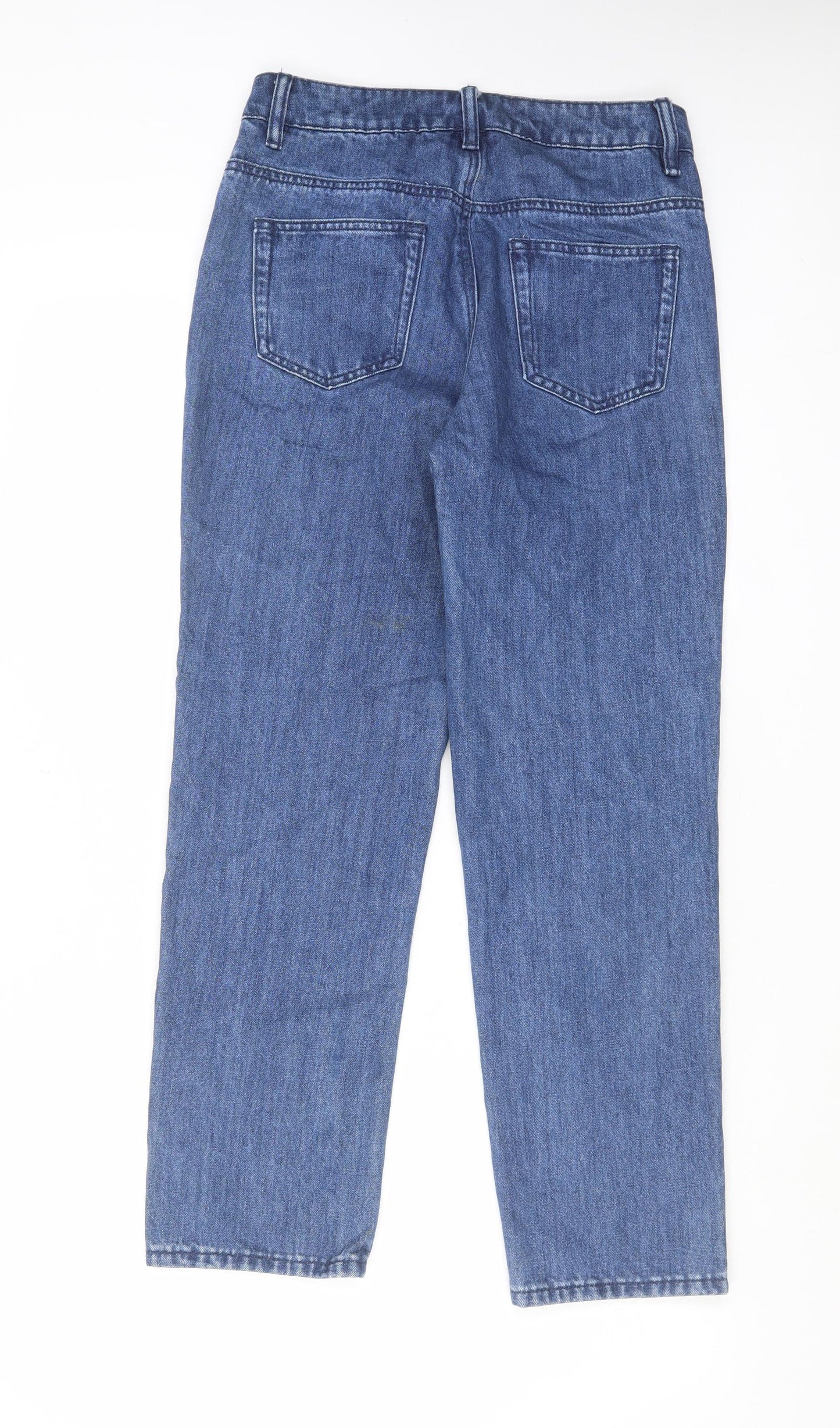 Oliver Bonas Womens Blue Cotton Straight Jeans Size 8 L27 in Regular Zip