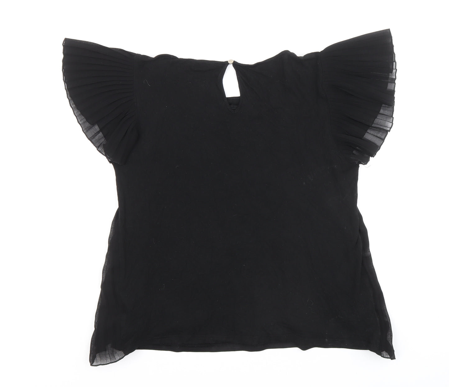 Oasis Womens Black Polyester Basic Blouse Size M Round Neck