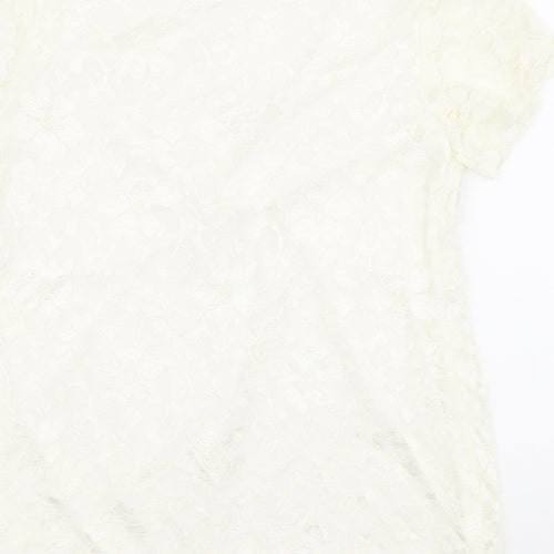 Kaleidoscope Womens Ivory Polyamide Basic T-Shirt Size 14 V-Neck