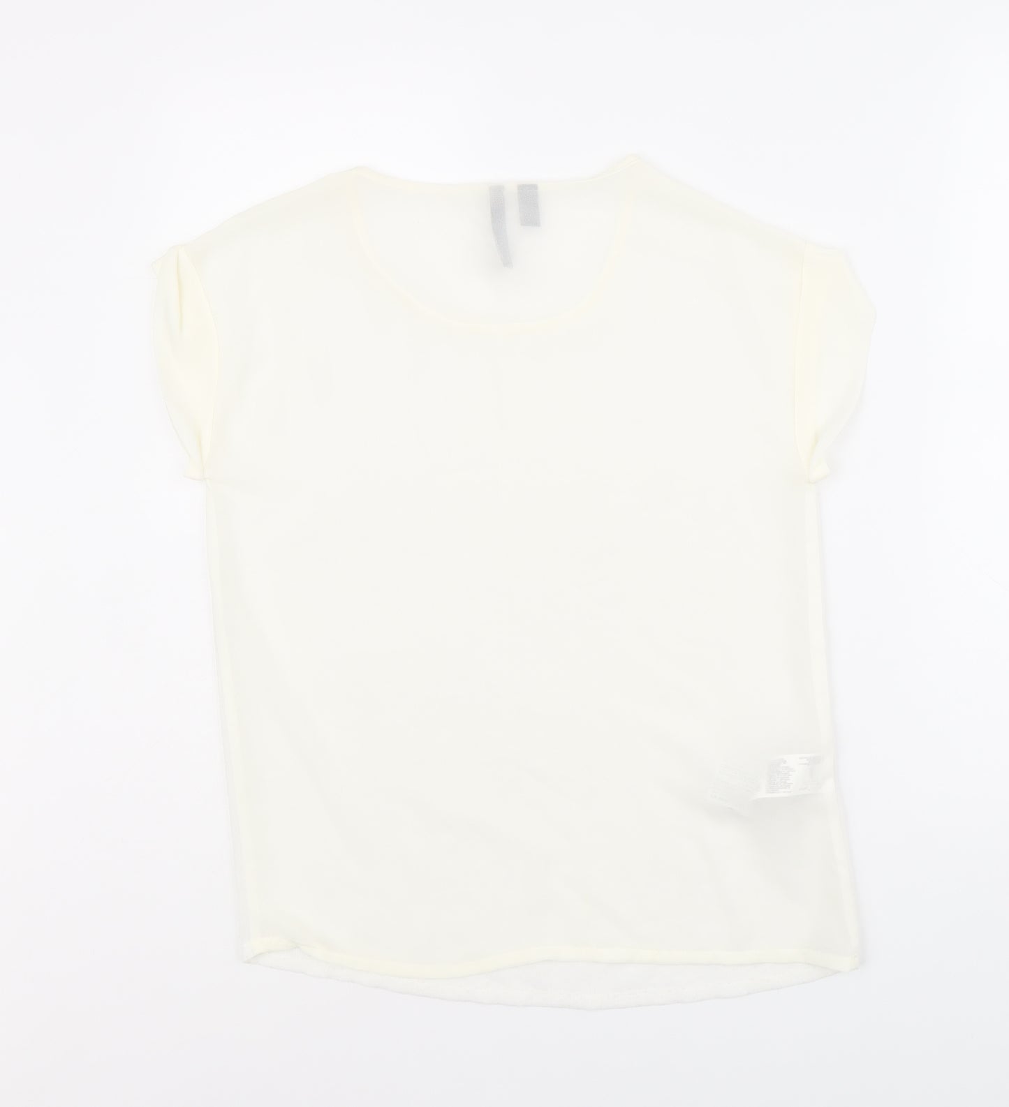 Mango Womens Ivory Polyester Basic T-Shirt Size XS Round Neck