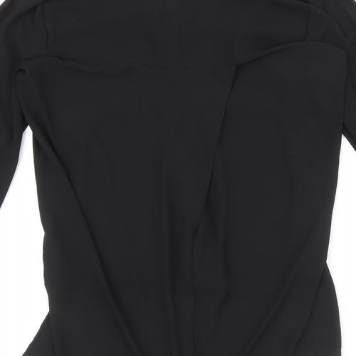 Zara Womens Black Polyester Basic Button-Up Size S V-Neck
