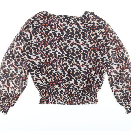 Sosandar Womens Multicoloured Animal Print Polyester Basic Blouse Size 12 V-Neck