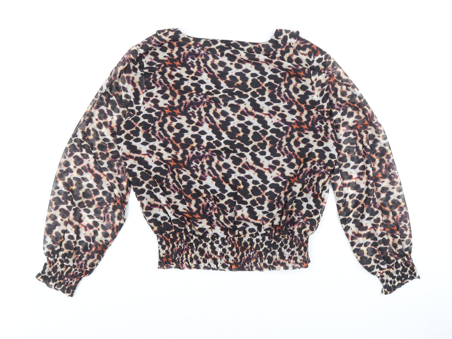 Sosandar Womens Multicoloured Animal Print Polyester Basic Blouse Size 12 V-Neck