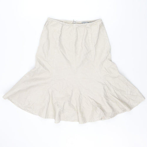 Per Una Womens Beige Cotton Swing Skirt Size 18 Zip