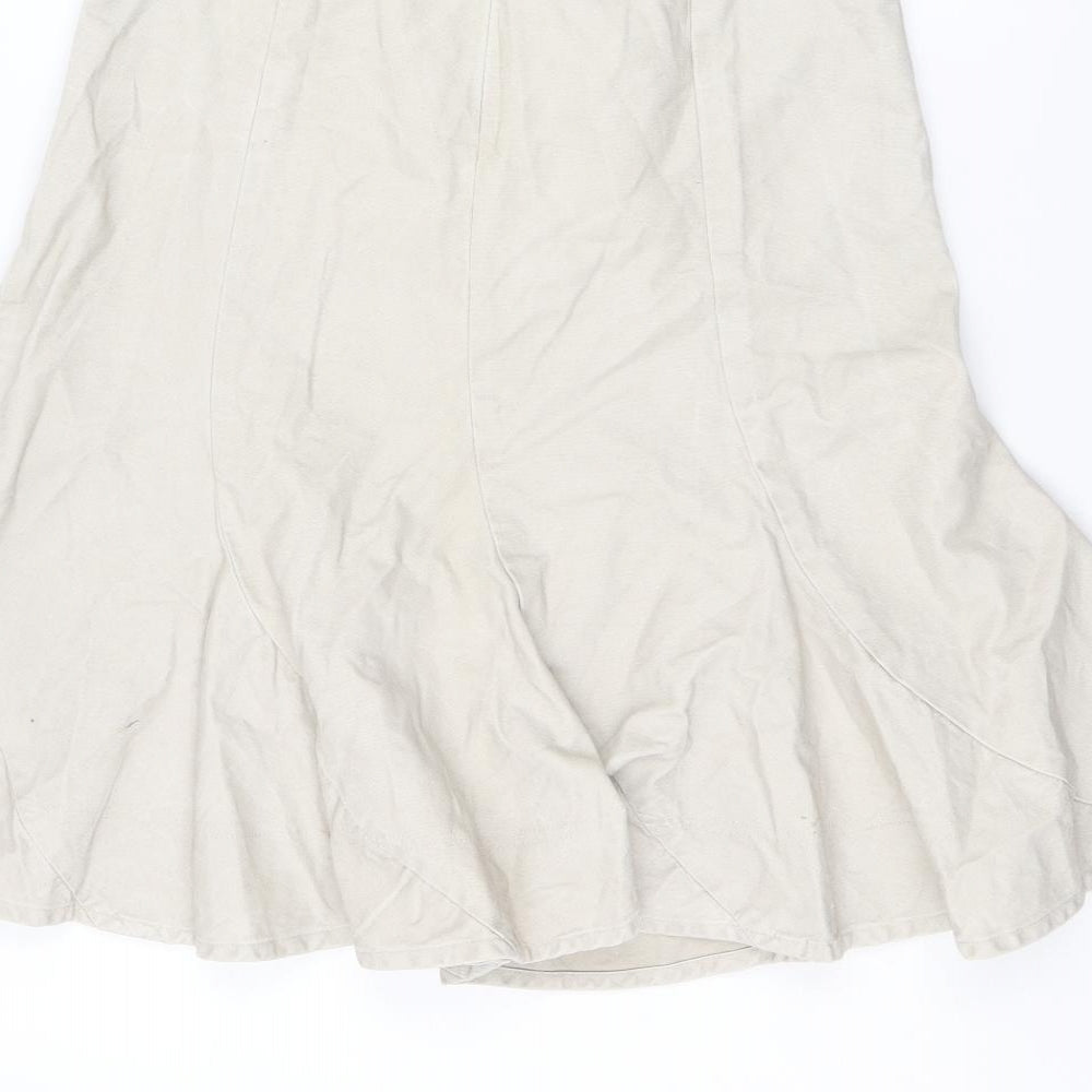 Per Una Womens Beige Cotton Swing Skirt Size 18 Zip