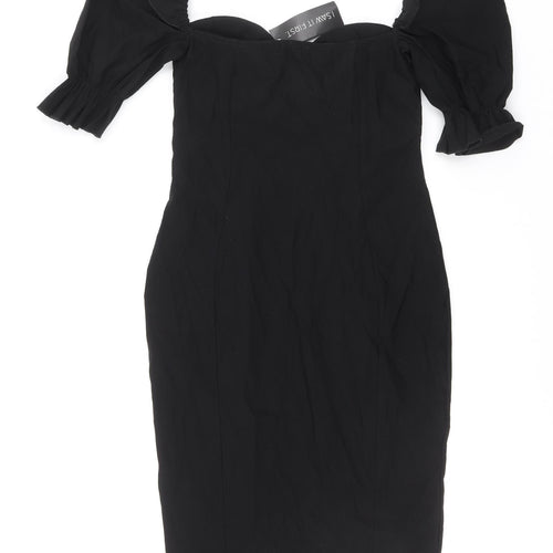 I SAW IT FIRST Womens Black Polyester Bodycon Size 10 Sweetheart Pullover