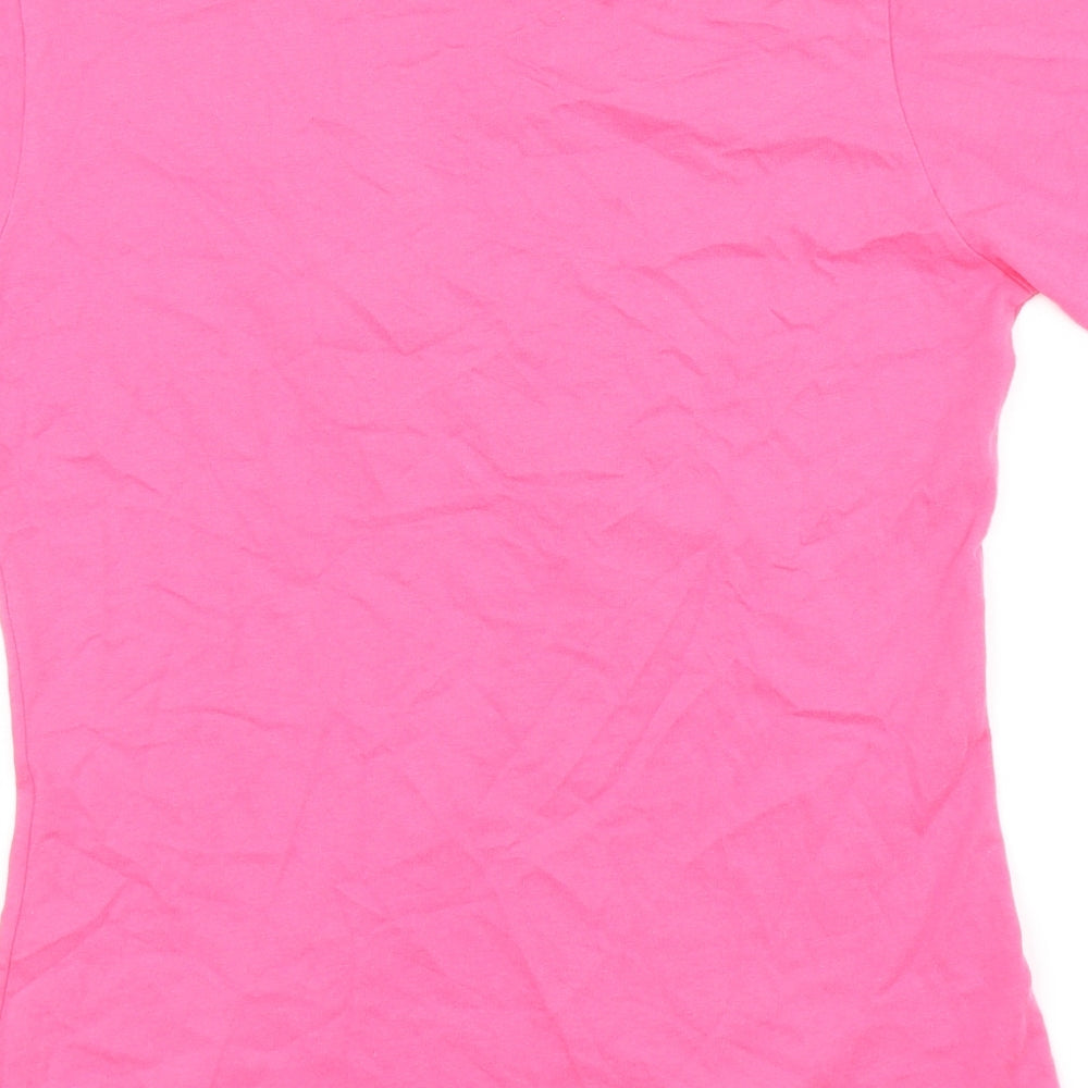 Sun International Womens Pink Cotton Basic T-Shirt Size S Crew Neck - Maui