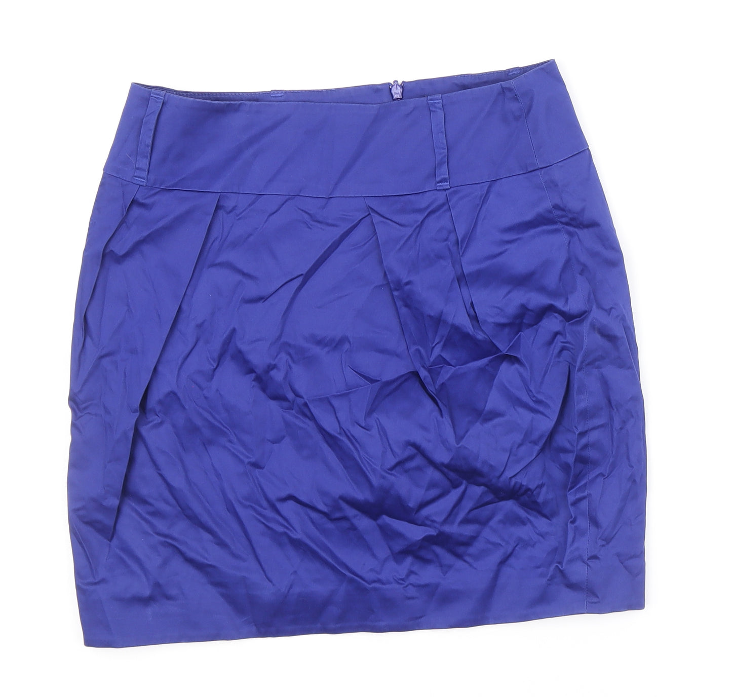 Karen Miller Womens Blue Cotton A-Line Skirt Size 12 Zip