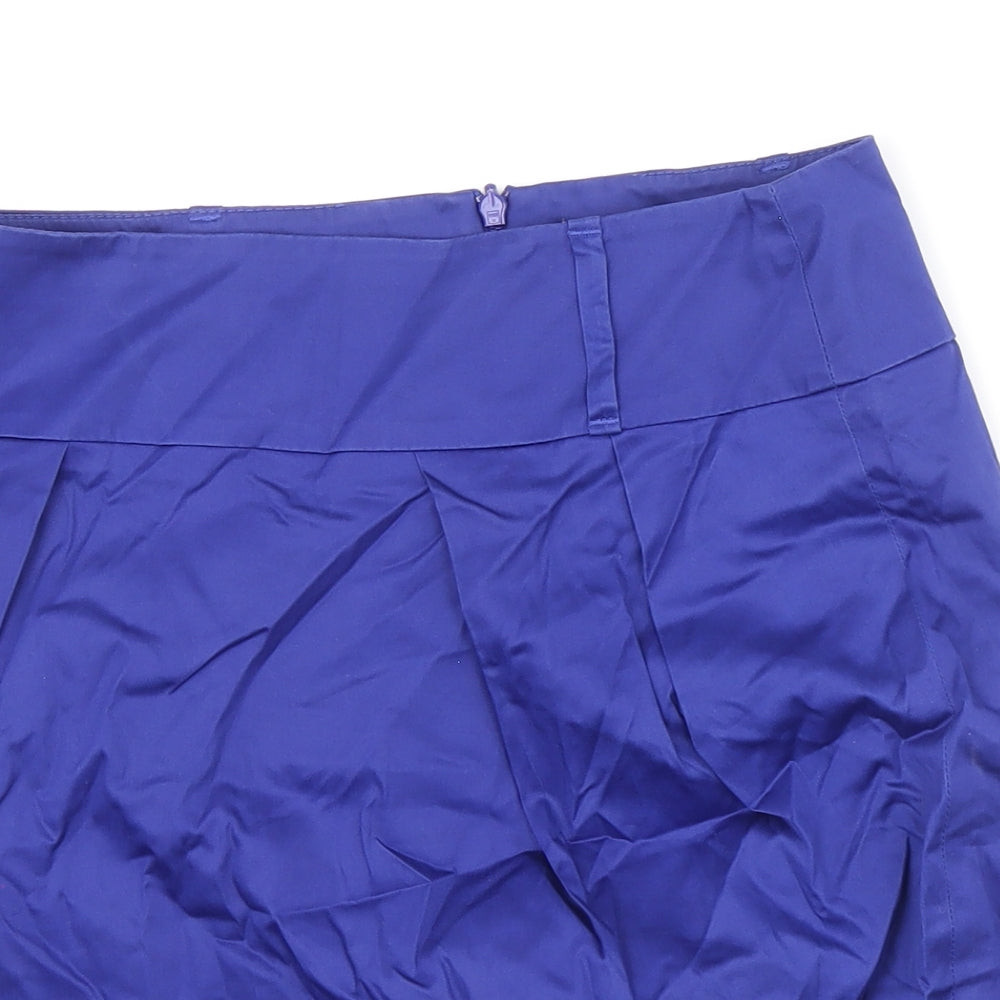 Karen Miller Womens Blue Cotton A-Line Skirt Size 12 Zip