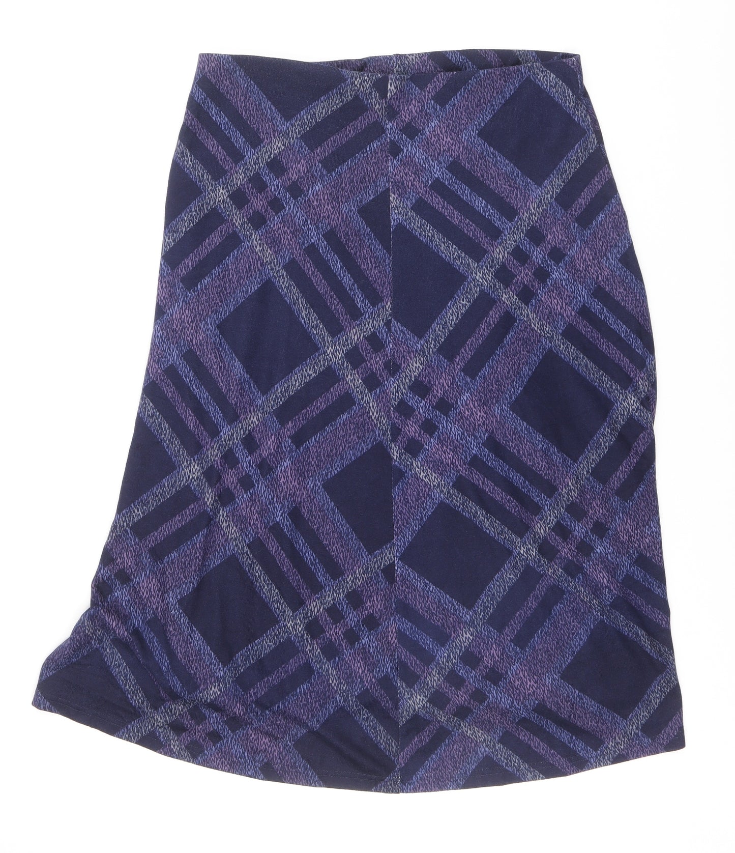 EWM Womens Blue Plaid Polyester Swing Skirt Size 14