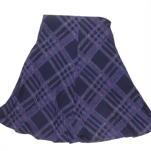 EWM Womens Blue Plaid Polyester Swing Skirt Size 14