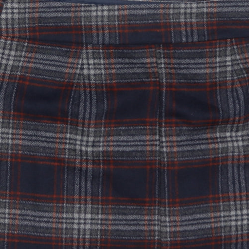 Marks and Spencer Womens Blue Plaid Polyester A-Line Skirt Size 12 Button