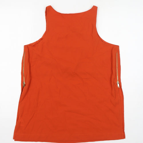 River Island Womens Orange Polyester Basic Tank Size 14 Round Neck