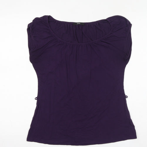 Marks and Spencer Womens Purple Viscose Basic T-Shirt Size 10 Round Neck