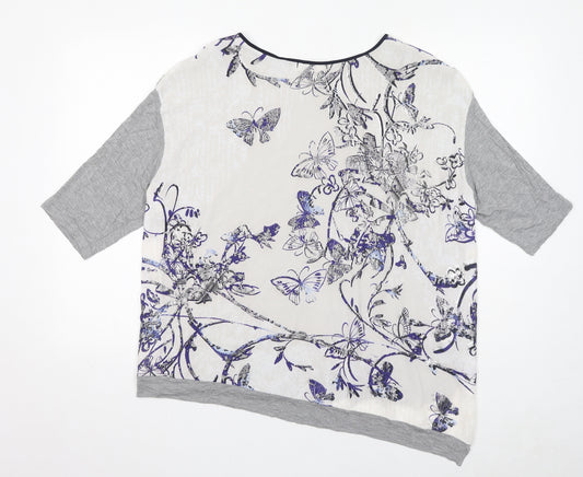 Per Una Womens Grey Viscose Basic T-Shirt Size 22 Round Neck - Butterfly