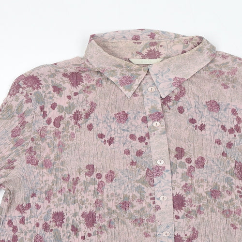 Marks and Spencer Womens Purple Floral Polyester Basic Button-Up Size 20 Collared