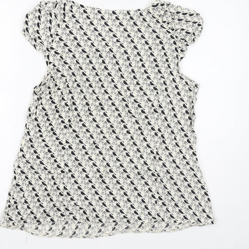 Dorothy Perkins Womens White Geometric Viscose Basic Blouse Size 18 Boat Neck - Bird Print