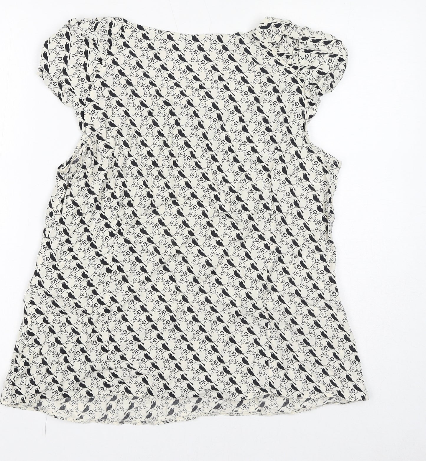 Dorothy Perkins Womens White Geometric Viscose Basic Blouse Size 18 Boat Neck - Bird Print
