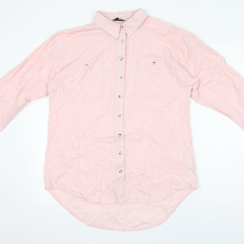 NEXT Womens Pink 100% Cotton Basic Button-Up Size 14 Collared