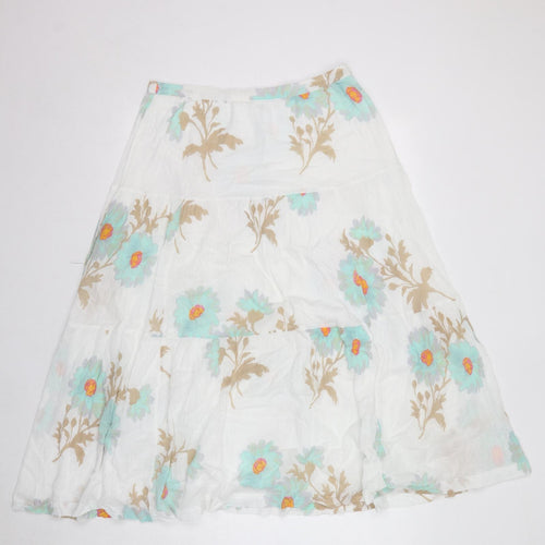 Jackpot Womens White Floral Cotton Peasant Skirt Size 8 Zip