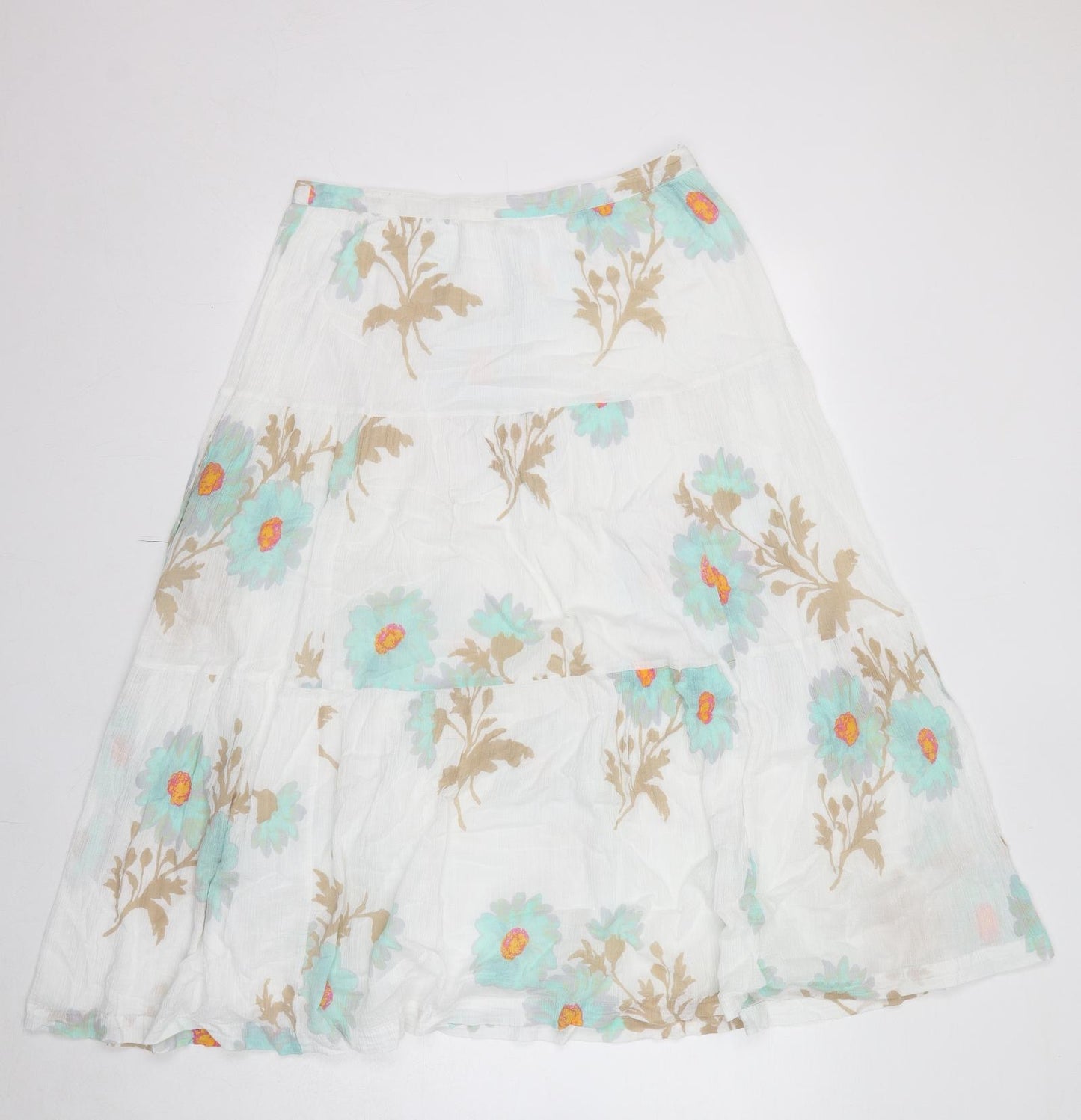 Jackpot Womens White Floral Cotton Peasant Skirt Size 8 Zip