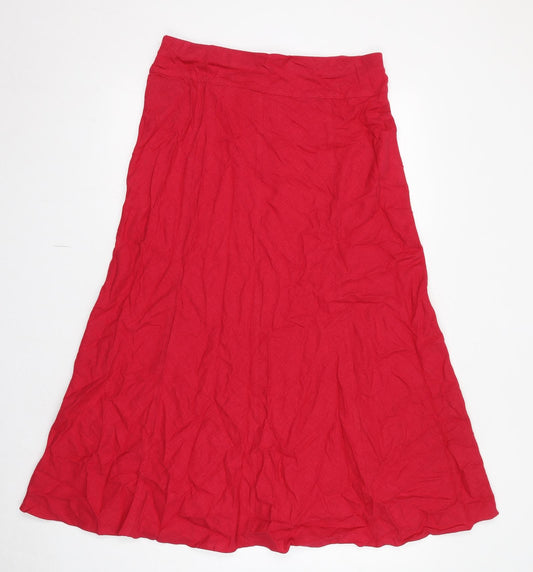 Marks and Spencer Womens Red Linen A-Line Skirt Size 12