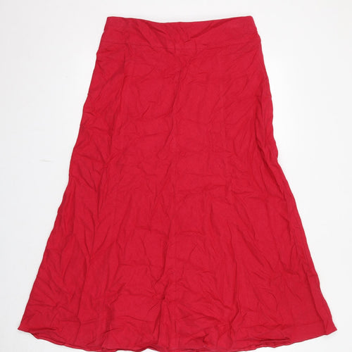 Marks and Spencer Womens Red Linen A-Line Skirt Size 12