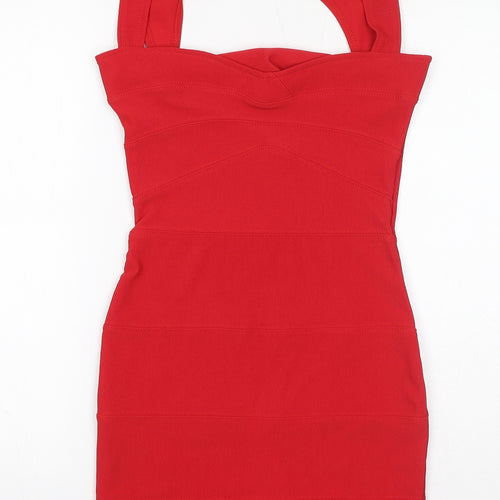 Boohoo Womens Red Polyester Bodycon Size 8 Sweetheart Pullover