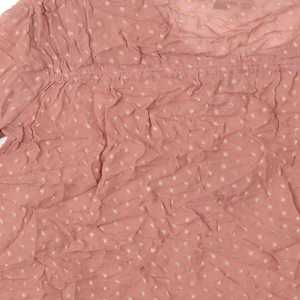 NEXT Womens Pink Polka Dot Viscose Basic Blouse Size 8 V-Neck