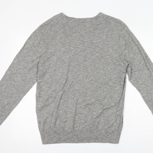 American Eagle Outfitters Mens Grey V-Neck Cotton Pullover Jumper Size M Long Sleeve