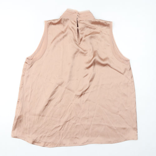 Zara Womens Pink Polyester Basic Blouse Size M High Neck