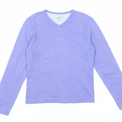 Kickers Womens Purple Cotton Basic T-Shirt Size 14 V-Neck