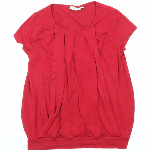 JoJo Maman Bébé Womens Red Viscose Basic T-Shirt Size S Round Neck