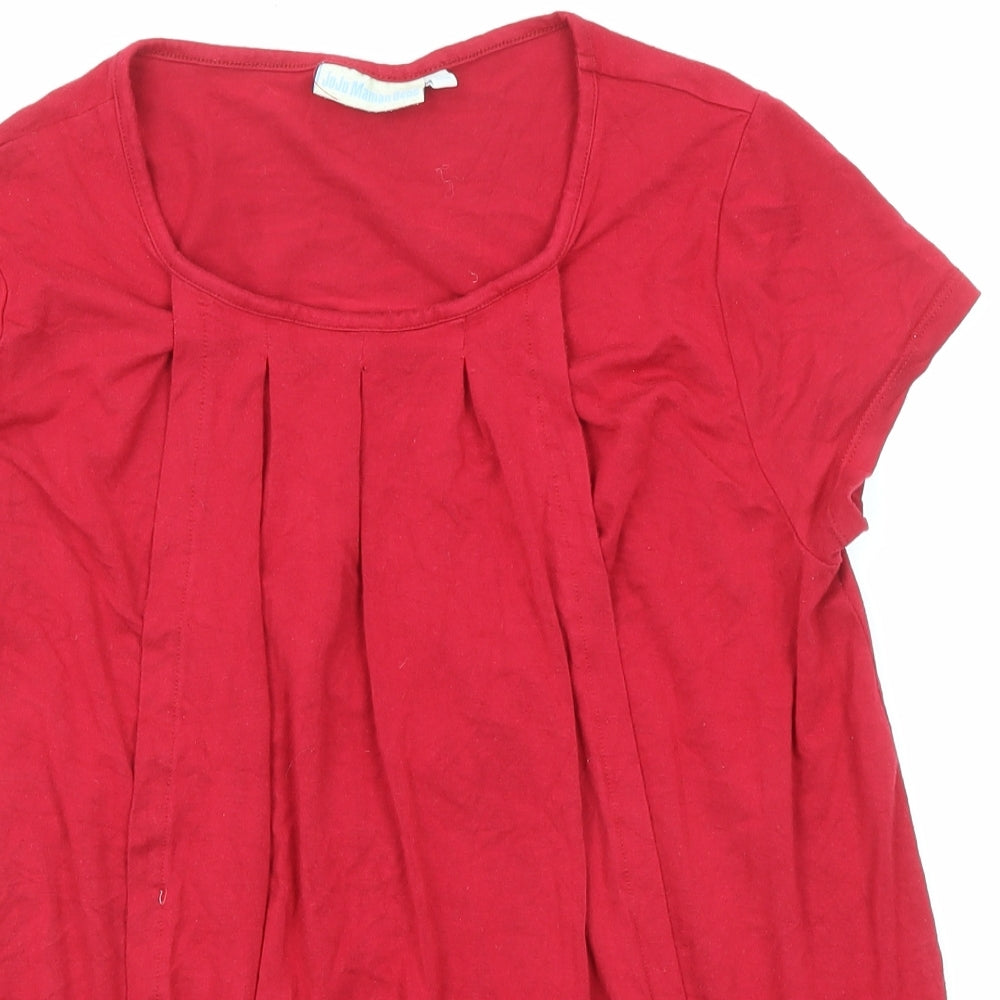 JoJo Maman Bébé Womens Red Viscose Basic T-Shirt Size S Round Neck