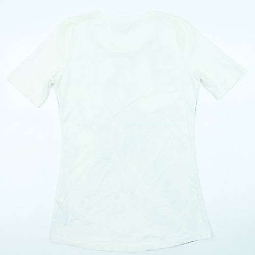 Betty Barclay Womens White Geometric Cotton Basic Blouse Size 10 Scoop Neck