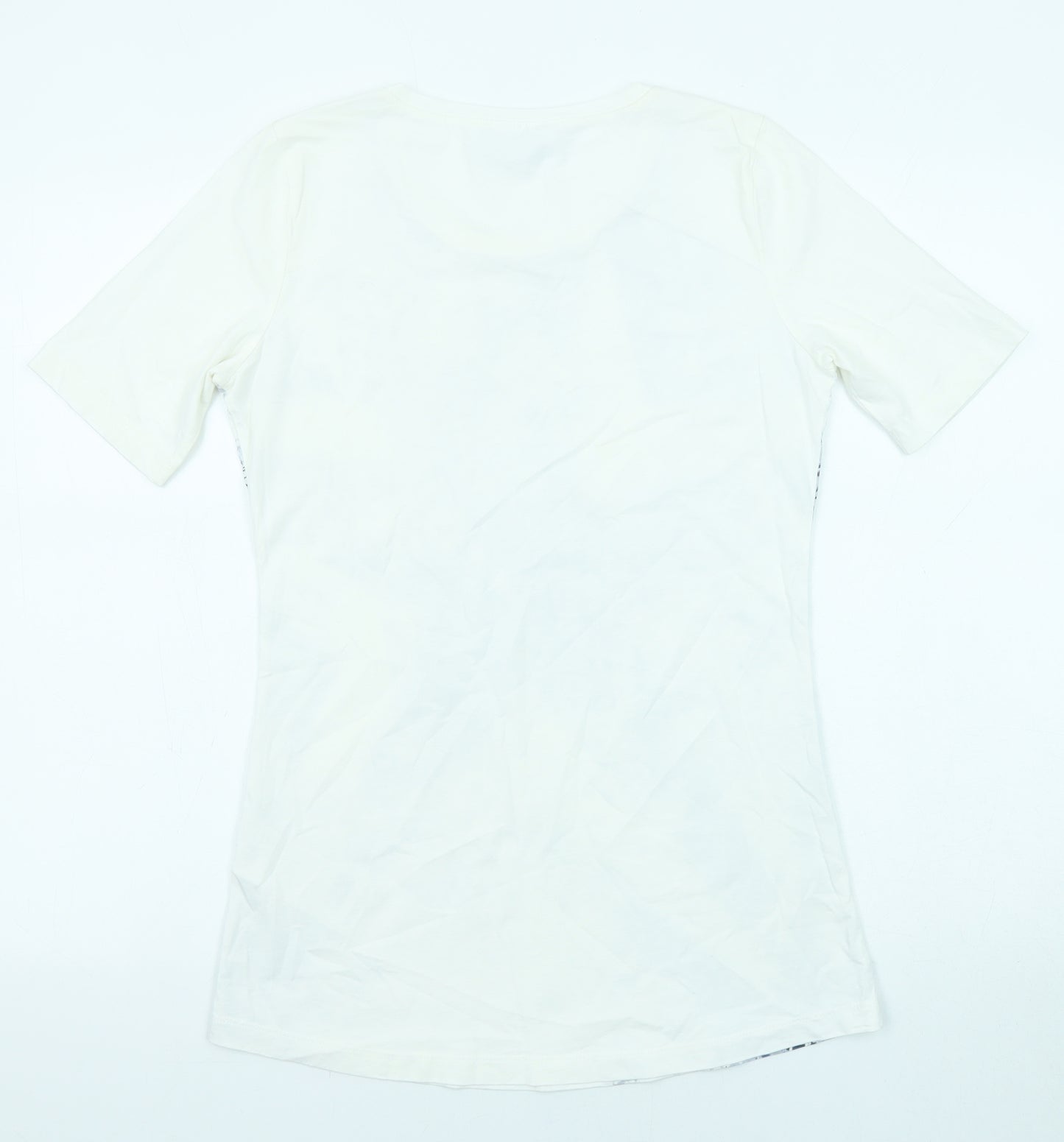 Betty Barclay Womens White Geometric Cotton Basic Blouse Size 10 Scoop Neck