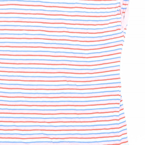 M&Co Womens Multicoloured Striped Cotton Basic T-Shirt Size 12 Round Neck