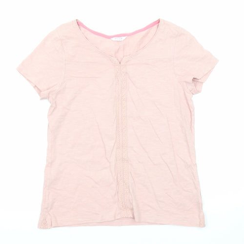 White Stuff Womens Pink Cotton Basic T-Shirt Size 12 Round Neck