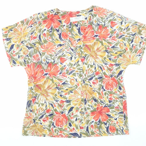St Michael Womens Multicoloured Floral Polyester Basic Blouse Size 12 Scoop Neck
