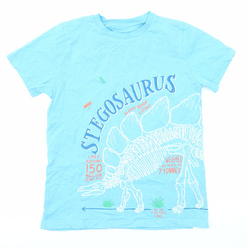 Fat Face Boys Blue Cotton Basic T-Shirt Size 10-11 Years Crew Neck Pullover - Stegosaurus