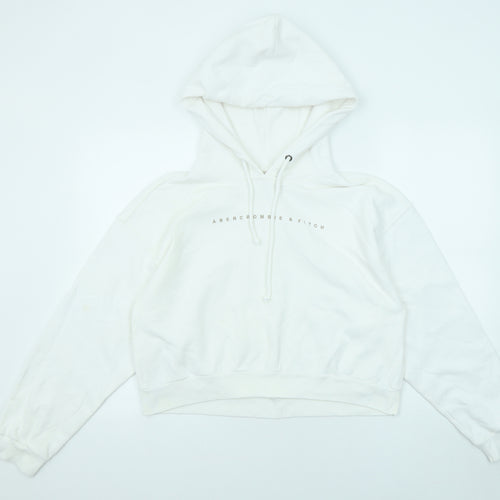 Abercrombie & Fitch Womens White Cotton Pullover Hoodie Size M Pullover