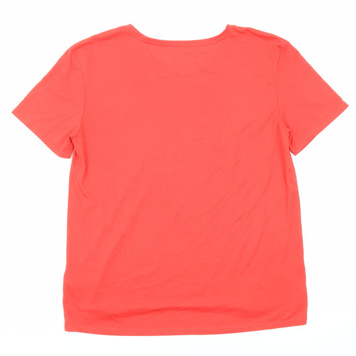 Marks and Spencer Womens Red Polyester Basic T-Shirt Size 10 Round Neck
