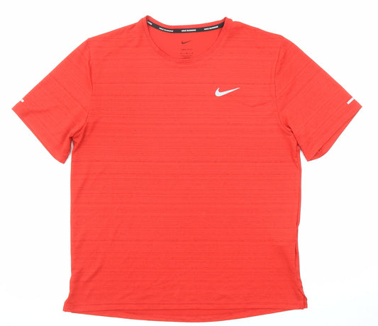 Nike Mens Red Polyester T-Shirt Size M Crew Neck